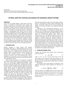 Optimal Adaptive Controller Design for