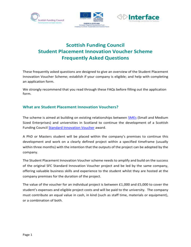 What are Student Placement Innovation Vouchers?