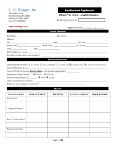 Application for Employment