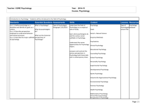 Teacher: CORE Psychology Year: 2014