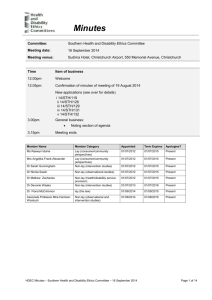 16 September 2014 - Health and Disability Ethics Committees