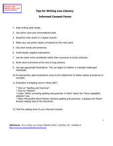 Tips for Writing Low Literacy Informed Consent Forms