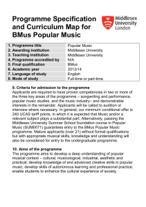Programme Specification and Curriculum Map for BMus Popular Music