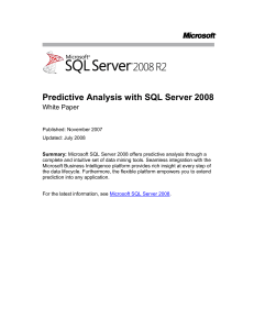 Predictive Analysis with SQL Server 2008