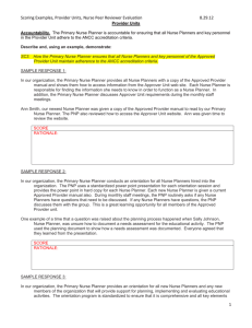 Scoring Examples, Provider Units, Nurse Peer Reviewer Evaluation