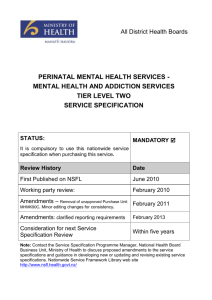 Perinatal Mental Health Services - Nationwide Service Framework