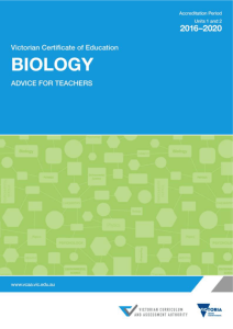 VCE Biology Units 1 and 2 - Victorian Curriculum and Assessment