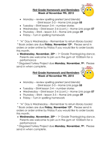 Reminders - Week of November 9th