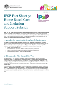 IPSP Fact Sheet 5: Home Based Care and Inclusion Support Subsidy