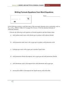 Writing Formula Equations Assignment