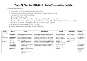 Year 4 RE Planning 2011/2012 – Spring Term. Judaism beliefs.