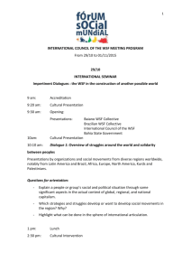 INTERNATIONAL COUNCIL OF THE WSF MEETING PROGRAM