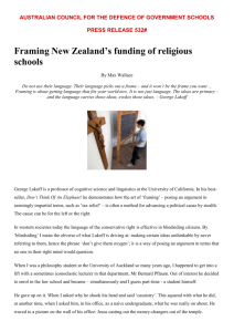 FRAMING NEW ZEALAND`S FUNDING OF RELIGIOUS SCHOOLS