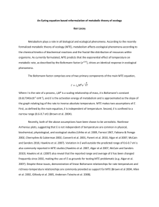 An Eyring equation based reformulation of metabolic theory of