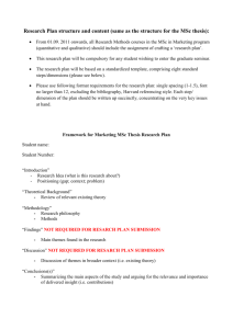 Framework for Marketing MSc Thesis Research Plan.