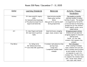 Center Learning Standards Materials Activity / Focus / Vocabulary