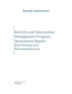 Sample Records and Informatin Management Assessment Report