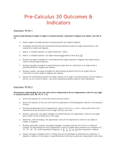 Pre-Calculus 30 Outcomes & Indicators