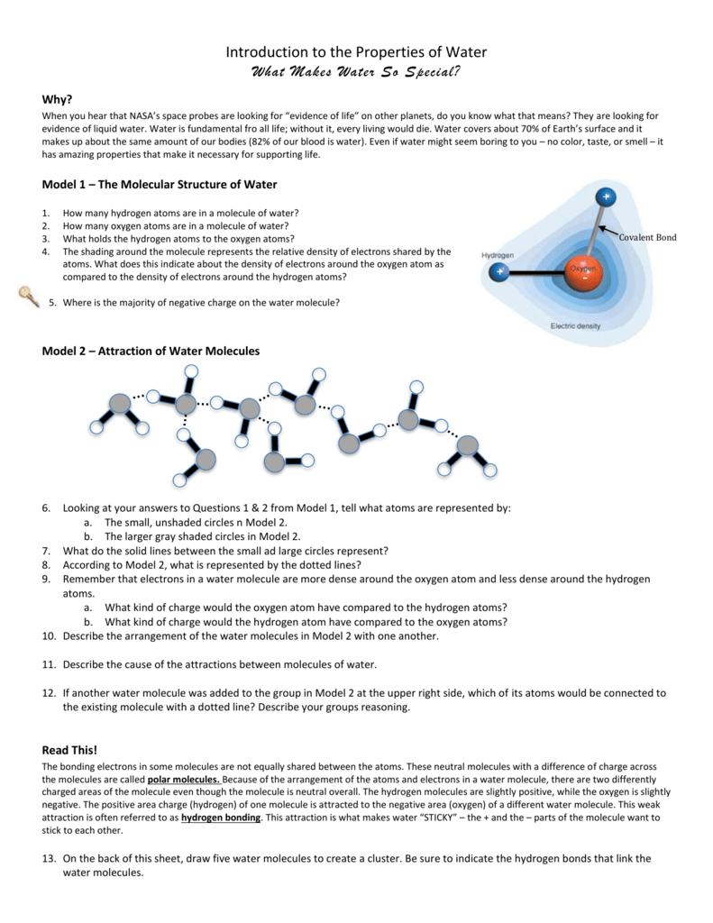 Properties Of Water Worksheet Key