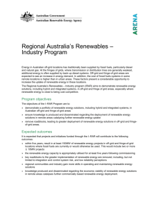 Regional Australia`s Renewables – Industry Program Energy in