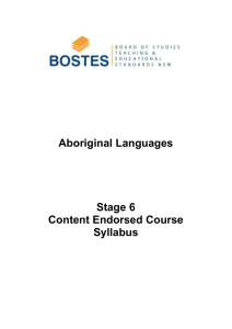 Aboriginal Languages Stage 6 Content Endorsed Course Syllabus