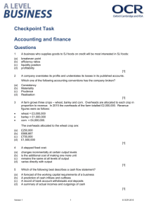 A Level Business Checkpoint Task (Accounting and Finance)