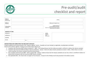Pre-audit/audit checklist and report NAME OF AUDITOR