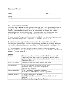Dialectical journal - Fall River Public Schools