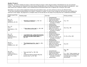 Modes Project: Directions: You will be reading two essays a week