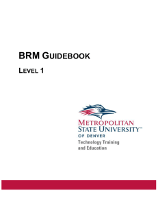 BRM Level 1 Guidebook - Metropolitan State University of Denver
