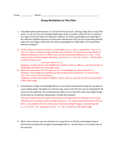 Thin Films Group Worksheet Solution