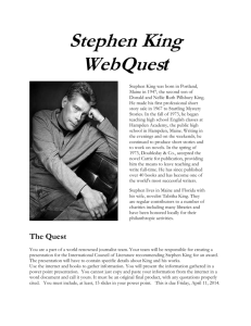 Stephen King WebQuest - Public Schools of Robeson County