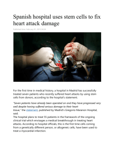 Spanish hospital uses stem cells to fix heart attack damage