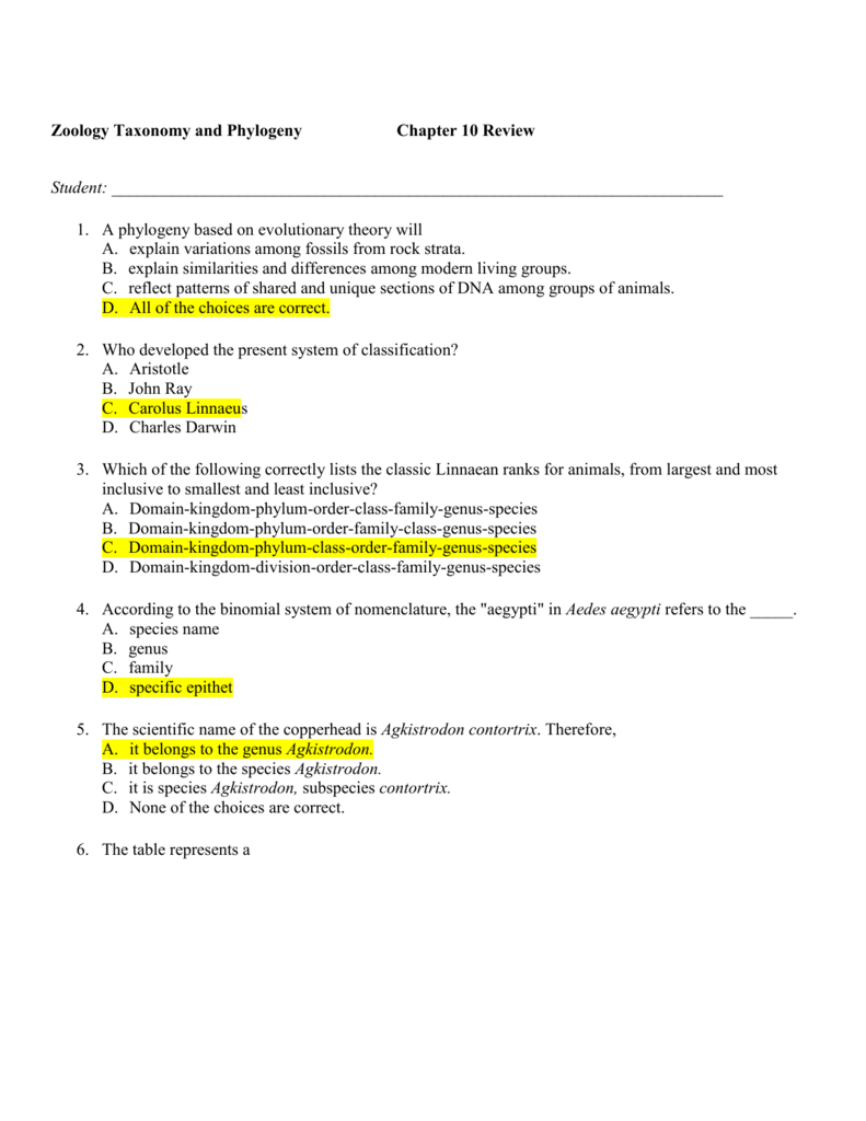 Chapter 10 Review Key - Moore Public Schools