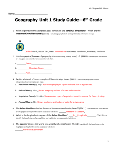 Geography Unit 1 Study Guide—6 th Grade