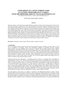 Comparison of a wind turbine farm in Eastern Mediterranean turkey