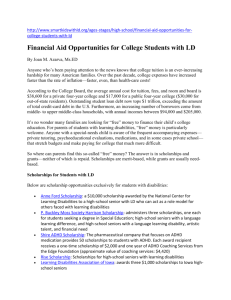 Financial Aid Opportunities for College Students with LD
