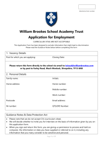 Application Form - William Brookes School