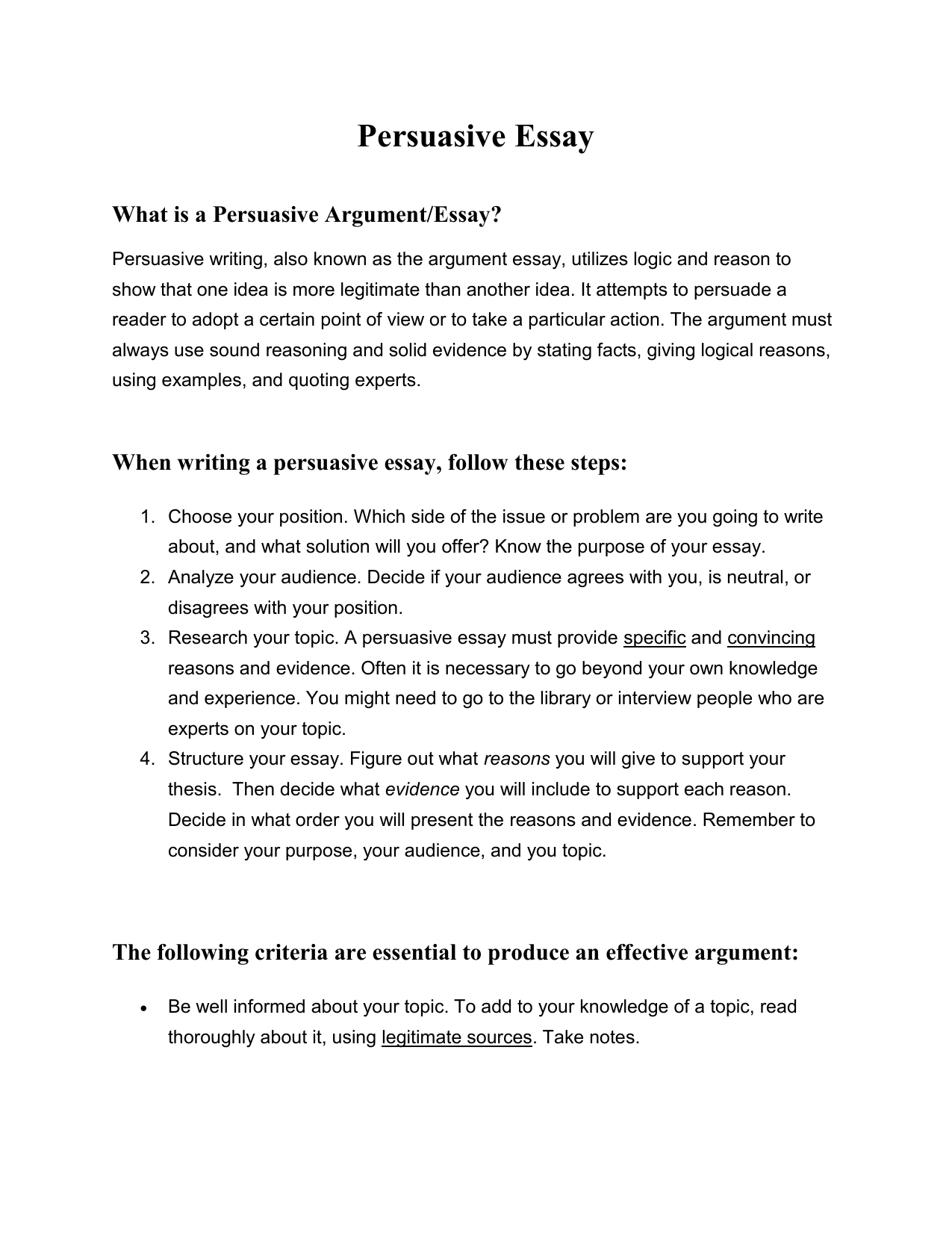 what is a persuasive argument essay