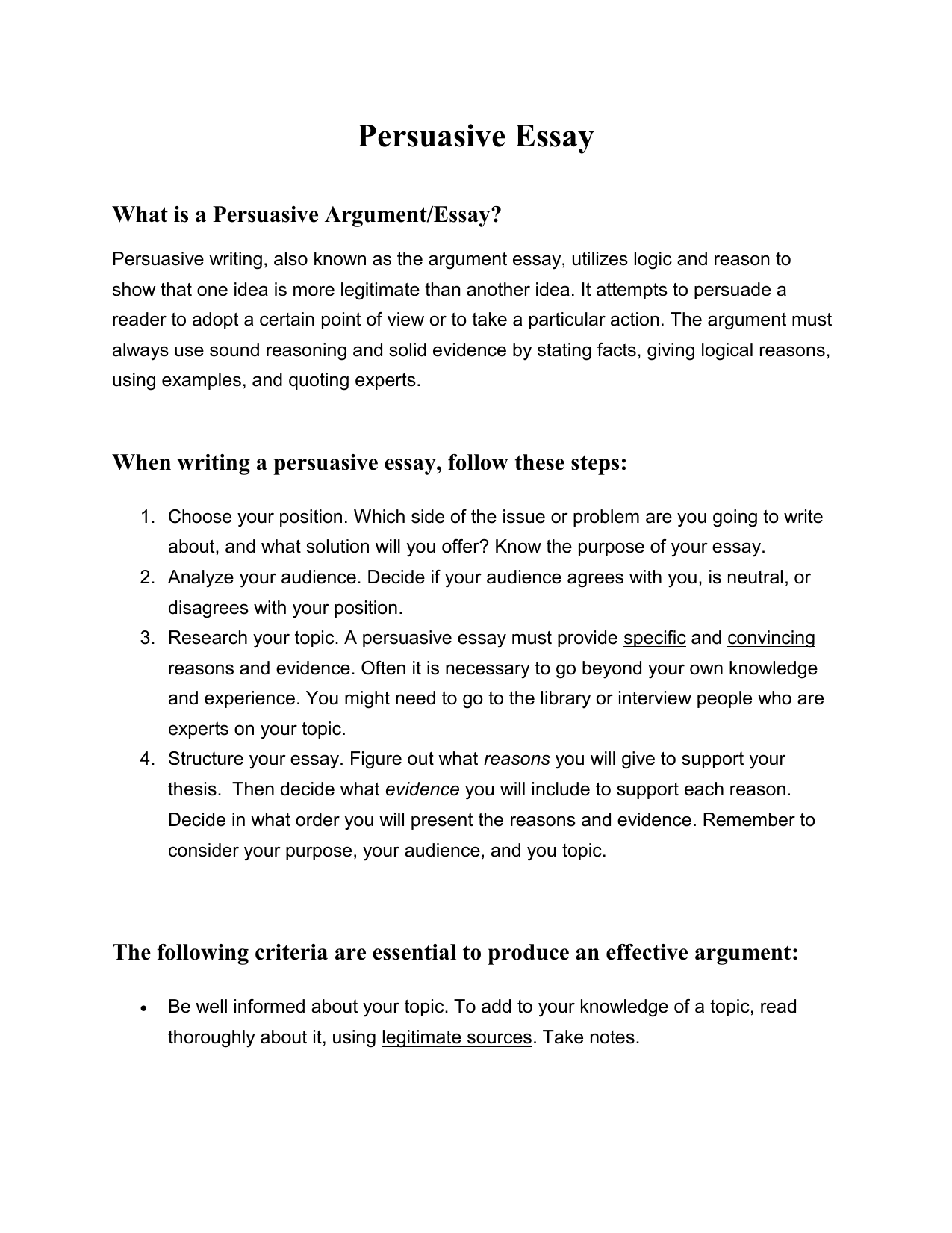 how to start a persuasive argument essay