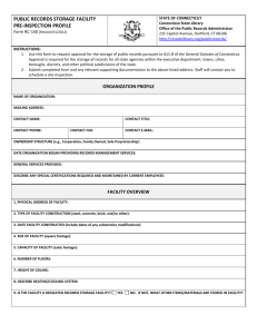 Public Records Storage Facility Pre-Inspection Profile (Form RC-150)