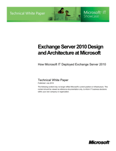 Exchange Server 2010 Design and Architecture