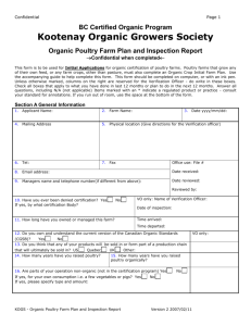 Organic Poultry Production Initial Farm Plan and Inspection Report