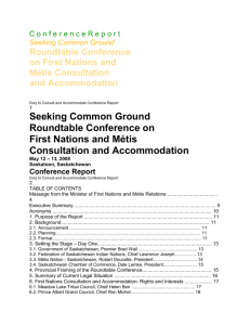 Round Table Conference on First Nations and Metis Consultation