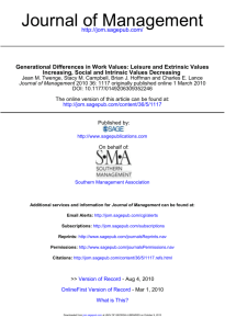 Generational Differences in Work Values: Leisure