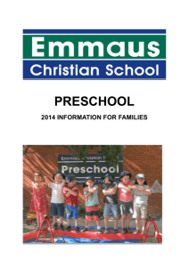 Preschool 2014 handbook - Emmaus Christian School