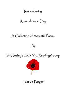Remembrance Day Poems - Croydon Public School