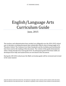 English/Language Arts Curriculum Guide