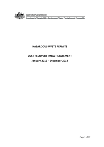 Cost recovery impact statement