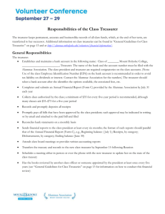 Responsibilities of the Class Treasurer